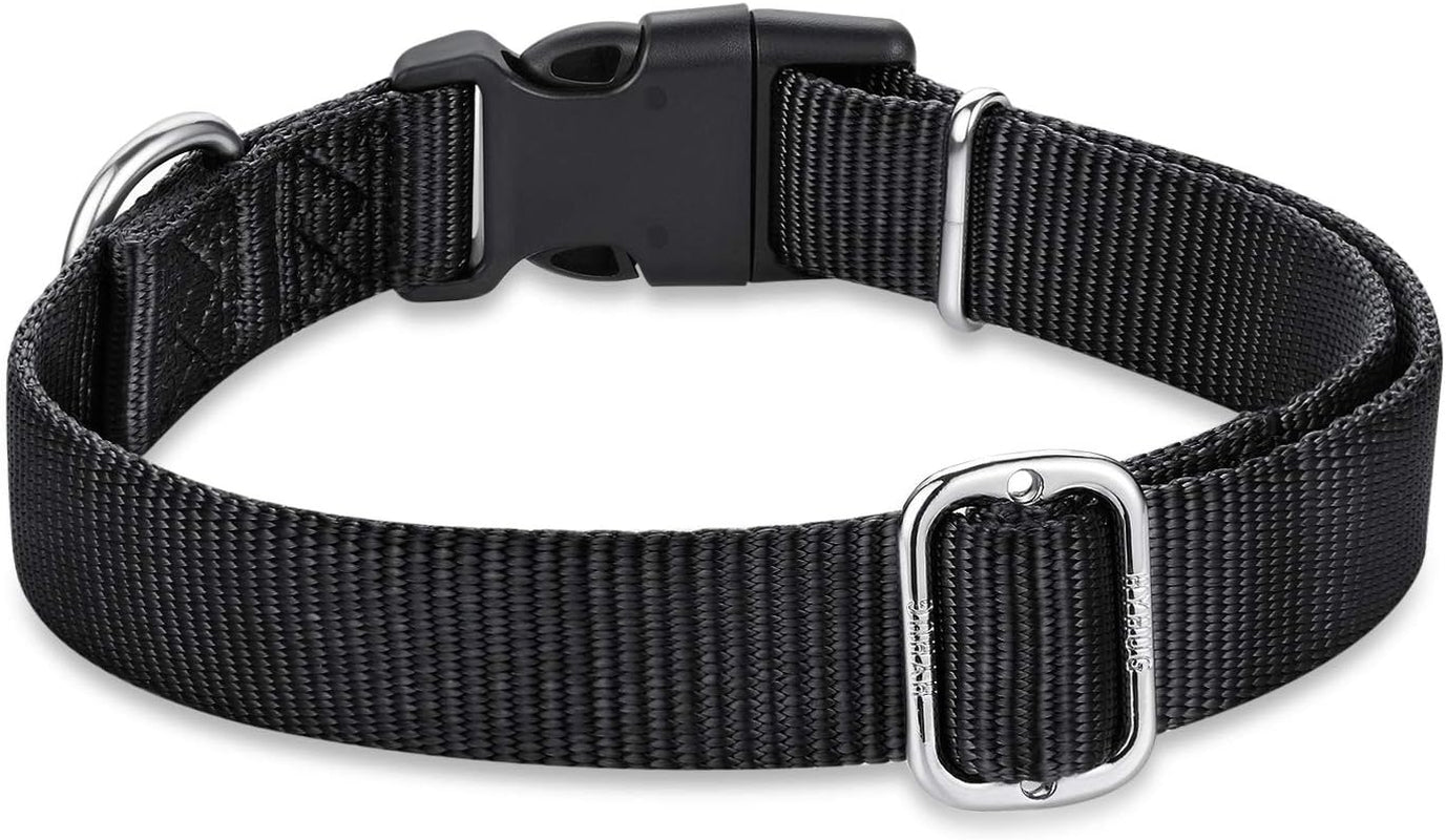 Medium Dog Collar, Black:Heavy-Duty Quick-Release Nylon Buckle, Adjustable & Durable, Cute Dog Collar (Medium, Black)